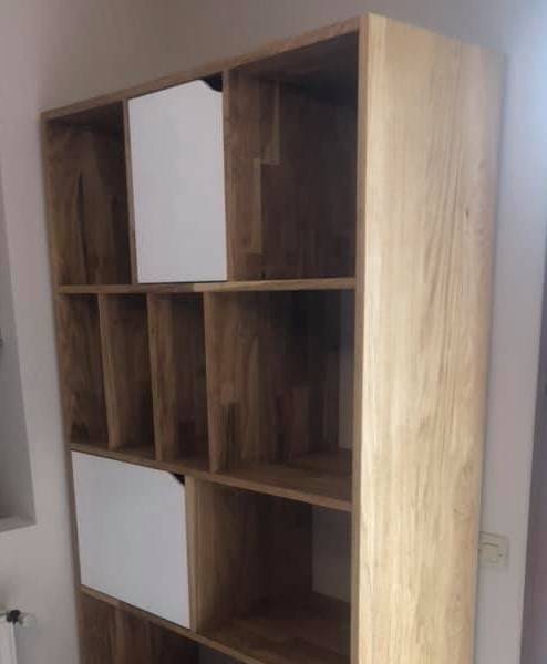 Bibliothèque chêne porte laqué blanc